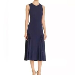 TORY BURCH Shannon navy Sleeveless tassel drawstring midi maxi cocktail Dress